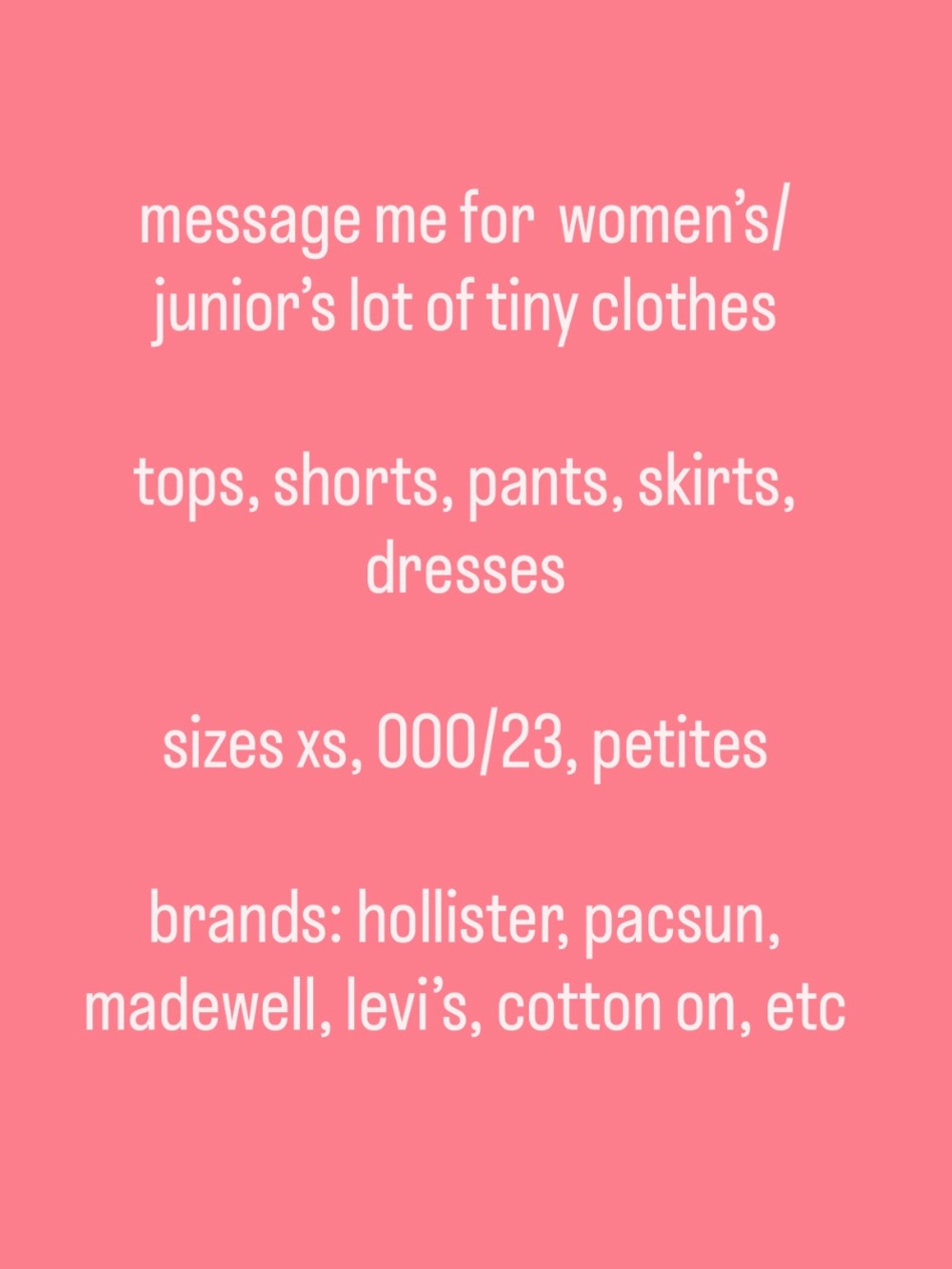 junior’s petite XS 000/23 clothing